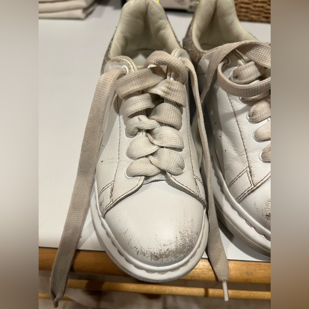 Alexander McQueen white glitter  sneakers